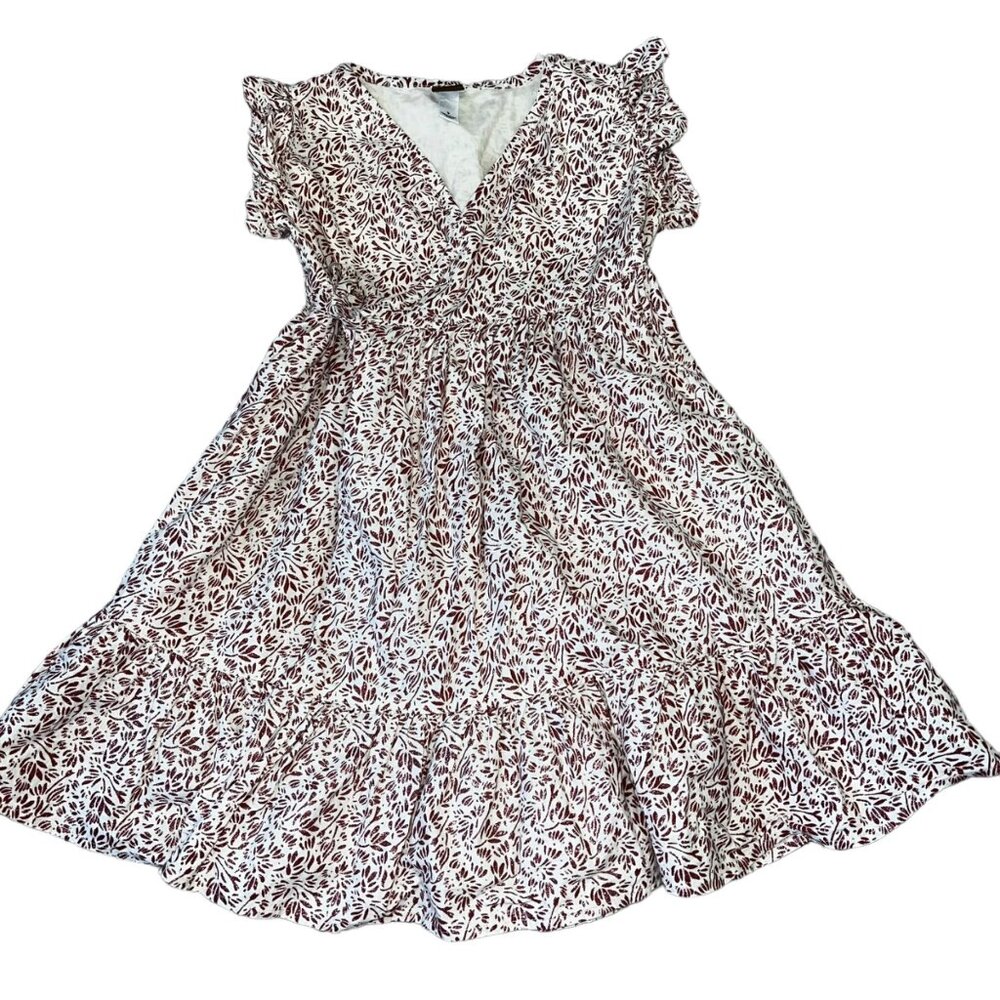 Tea Collection Sparkly Burgundy & White Nile Wrap Dress Size 5